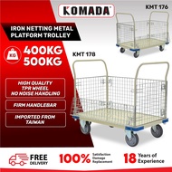 KOMADA™ 400/500KG Full Iron Net Trolley Iron Netting Trolley Flatbed Trolley Heavy Duty Metal Trolle