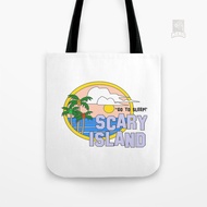 Greetings Canvas Tote Bag From Scary Island | The Peach Fuzz