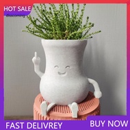 SL| Durable Succulent Planter Succulent Flower Pot Middle Finger Smiling Flower Pot Weather-proof Resin Planter for Indoor/outdoor Gardening Herb Succulent Desktop Pot