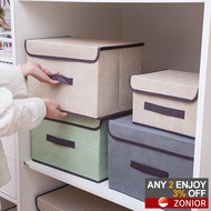 [Clearance] Imitation Linen Fabric Storage Box Foldable Clothing Sundries Portable Anti-dust Storage