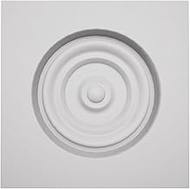 2 1/2"W x 2 1/2"H x 7/8"P Americraft Solid Paint Grade Wood Bullseye Rosette with Squared Edge, Prim