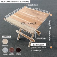 KAYU M001 Folding Study Table 60x60x70 cm | Children's Study Table | Stall Table | Dining Table | Portable Table | Terrace Table | Cafe Table | Cafe Table | Workbench | Office Desk (Teak Wood)