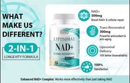 Liposomal NAD+ 500 毫克+白藜蘆醇 300 毫克軟膠囊 | NMN 替代品| 用於細胞修復的二合一抗衰老配方
