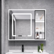 Smart Bathroom Mirror Cabinet with Glass Door Wall-Mounted Storage Cabinet with Backlight Anti-Fog Bathroom Mirror Rack