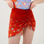 繫帶裙 - 橙色花卉/泳衣罩衫 (單獨出售) BLT083FLOR