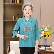 Elderly summer clothes, grandma spring and autumn shirts, middle-aged women s thin mother clothes 60