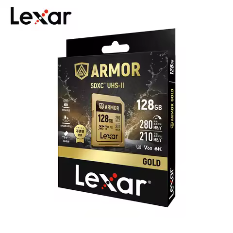 Lexar ARMOR GOLD SDXC UHS-II Card Steel-Armored SD Memory Card 128GB 256GB V60 High Speed SD Card fo