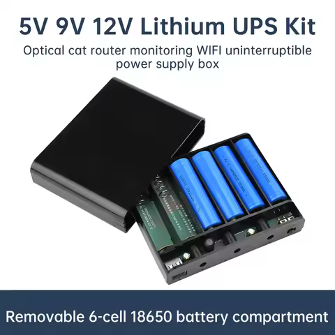 5V 9V 12V Output 6 * 18650 Battery UPS Uninterrupted Power Supply Kit DIY Power Bank Box for House R