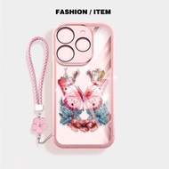 YBD Casing For Tecno Spark 10 Pro Spark 10C 4G KI5q KI5k KI5m KI7 INS Butterfly Flowers Strap Hangin