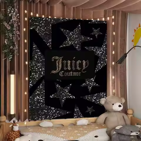 Juicy Couture "Choose Juicy" Wall Tapestry - Crown Graphic, Y2K Preppy Aesthetic, Cozy Room Decor fo
