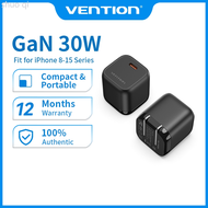 Vention อะแดปเตอร์ชาร์จเร็ว 30W GaN USB C PD 3.0 Type C QC4 สําหรับ iPhone 15 14 13 12 IPad