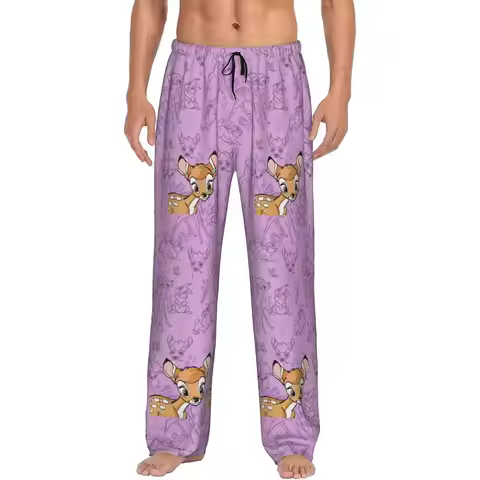 Custom Printed Men's B-Bambies Anime Pajama Pants Sleepwear Sleep Lounge Bottoms with Pockets