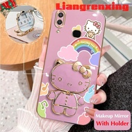 Casing huawei y7 2019 huawei y9 2019 huawei y7 pro 2019 phone case Softcase Electroplated silicone shockproof Cover new design Makeup mirror Hello Kitty Cat with Holder DDXKT01