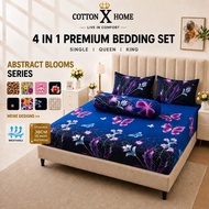 CottonX S,Q,K Fitted Sheet Set I 4 IN 1 Queen King 2 IN 1 Single I Fitted Bedsheet Set I Premium Bed