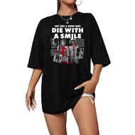 Lady Gaga Bruno Mars Die With A Smile Oversized T-Shirt O-Neck Short-Sleeved Fashion Oversized Shirt