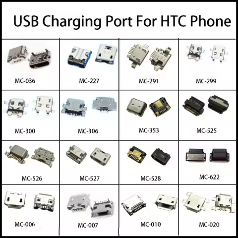 2Pcs 5/18/24 Pin USB Tailport Connectors Suitable For HTC One/Desire/Stream/Sensing Series Mobile Ph