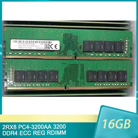 1Pcs RAM 16GB 16G 2RX8 PC4-3200AA 3200 DDR4 ECC REG RDIMM Memory