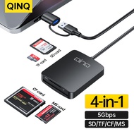 4-in-1 memory card reader with 0.5m cable – USB 3.0 & USB-C to SD, MicroSD (TF), CF, MS – Simultaneo
