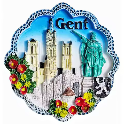 Ghent Belgium 3D Fridge Magnet Souvenir Gift,Resin Handmade Gent Refrigerator Magnet Home Decoration