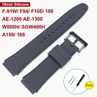 18mm Silicone Watch Strap for Casio SGW400 F91W AE1200 F84 F105/108/A158/168 for Vintage Small Gold 