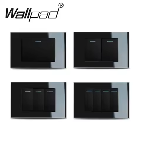 118*75mm 1 2 3 4 Gang Doorbell Reset Curtain Push Button 110V-240V Wallpad L3 Black Glass Momentary 