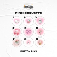 pink coquette cute icons 3d button badge pins | glossy