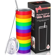 Geiserailie Rainbow Pride Flag Tumbler, Hadiah Kebanggaan Gay Lesbian LGBT Panseksual, Cawan Air Ber