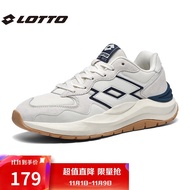 乐途（LOTTO）慢跑男鞋厚底复古网面夏季休闲鞋男运动老爹鞋8822 米白 42
