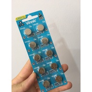 Blister of 10 Vinnic LR44 L1154F AG13 G13 L1154 A76 batteries
