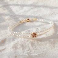 雙層天然淡水珍珠星星鋯石手鍊