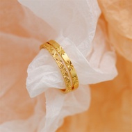 916 Pure Gold Ring Rattan Split Ring /flower pattern temperament ring GOLD 916