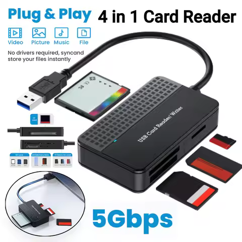 USB 3.0 Type C 4 in 1 Card Reader 5Gbps Memory Smart Card Reader SD TF CF MS Compact Flash Card Adap