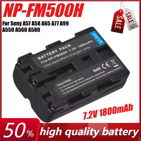 7.2V 1800mAh NP-FM500H NPFM500H Camera Battery for Sony A57 A58 A65 A77 A99 A550 A560 A580 + USB Cha