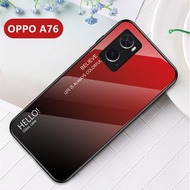 For OPPO A76 / OPPO A96 Case Gradient Tempered Glass Phone Case For OPPO A76 A96 Cover Casing Fashio