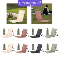 [Lacooppia2] Folding Beach Chair with Back Support Foldable Chair Pad Oxford Stadium Chair for Sunbathing Backpacking Hiking Garden Travel