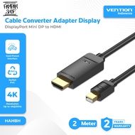 VENTION HAHBH Mini Display Port to HDMI 4K 30Hz Mini DP to HDMI Cable 2 Meter Converter2M