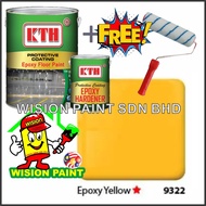 9322 * EPOXY YELLOW ( 5 LITER ) 5L kth epoxy floor paint / expoxy floor paint ( FREE 7" ROLLER SET ) cat epoxy lantai /