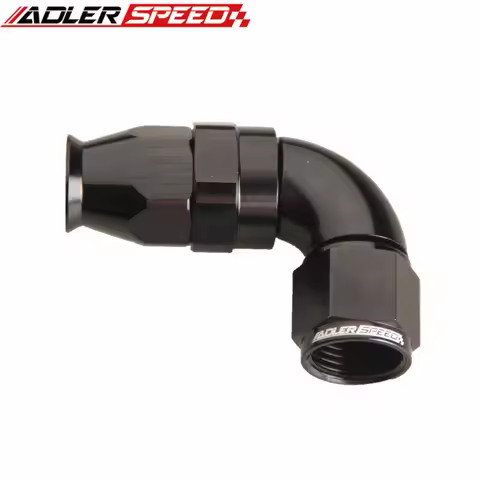 45 Degree / 90 Degree AN6 AN8 Aluminum Full Flow Reusable Swivel PTFE Hose End Fitting Black