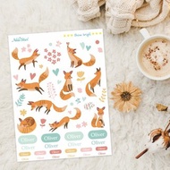 3張入-立體防水姓名貼紙。可愛小狐狸。客製化立體轉印貼。