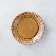 日本美濃燒 - 細雕紋小盤 - 赭石黃