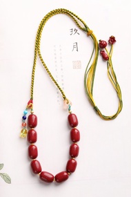 天然原礦硃砂精品紫金砂心經桶珠項鏈 鎖骨鏈硃砂含量高達95%以上