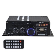 -MOT&amp;-2 Channel Bluetooth HiFi Power Amplifier Home Car Audio Class D Remote Control FM Radio AUX USB/SD