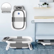 智能感溫可折疊洗澡盆 兒童沐浴泡澡盆 家用大號 可坐躺新生嬰兒沐盆