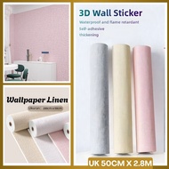 Wallpaper Sticker Linen Wall Foam Linen Roll 3D Simple Room Decoration Wallfoam Pink Color