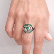 祖母綠螺旋求婚訂婚戒指套裝 14k金圓環新娘結婚2合1戒指指環