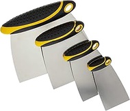 Custom Shop 4-Piece Set of Carbon Spring Steel Body Filler and Putty Spreaders/Scraper Set with Handles (2", 3", 4", 6")