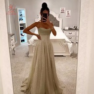 fulaide- Formal Evening Gown A-line Evening Gown Elegant Backless Sequin Evening Dress for Women – S