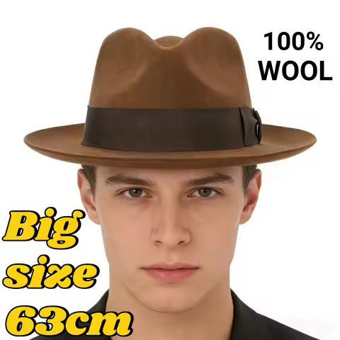 2026 New Big Size Casual Pure Wool Fedoras for Men Large Size Gentlemen Hats Women Versatile British