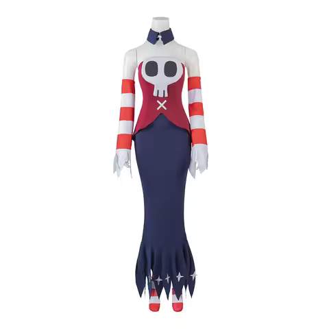 Skullgirls Squigly Cosplay Costume Undead Girl Squigly Top Skirts Full Set With Skull Covering Fight