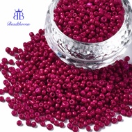 1pound 12/0 Glass Seed Beads Baking Paint Round Hole Round Medium Violet Red 2-3x1.5-2mm Hole: 0.8mm